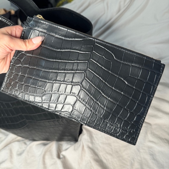 Bottega Veneta Skypper Croc Embossed Leather Tote - Picture 9 of 10